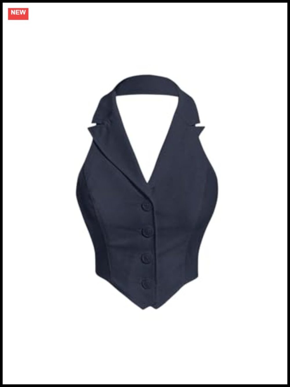 Asymmetrical Hem Backless Crop Tank Top Sleeveless Button Front Blazer Vest